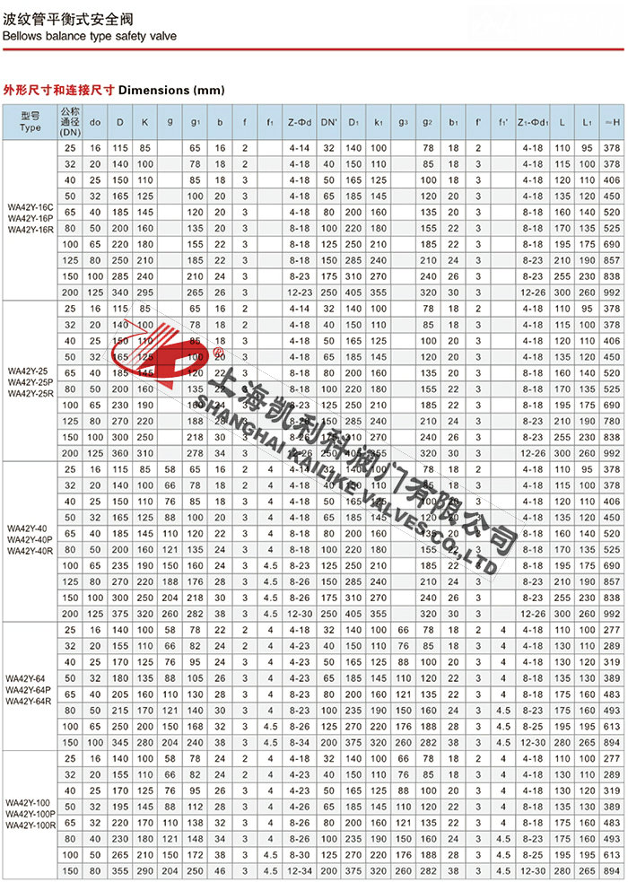 WA42Y波紋管安全閥說明書